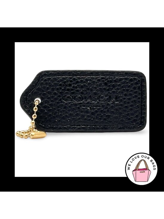 Coach Accessories - 2.25" COACH NEW YORK Black Pebbled Leather Brass Fob Bag Charm Keychain Hang Tag